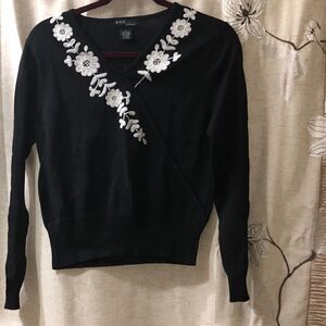 Black embroidered top, Large